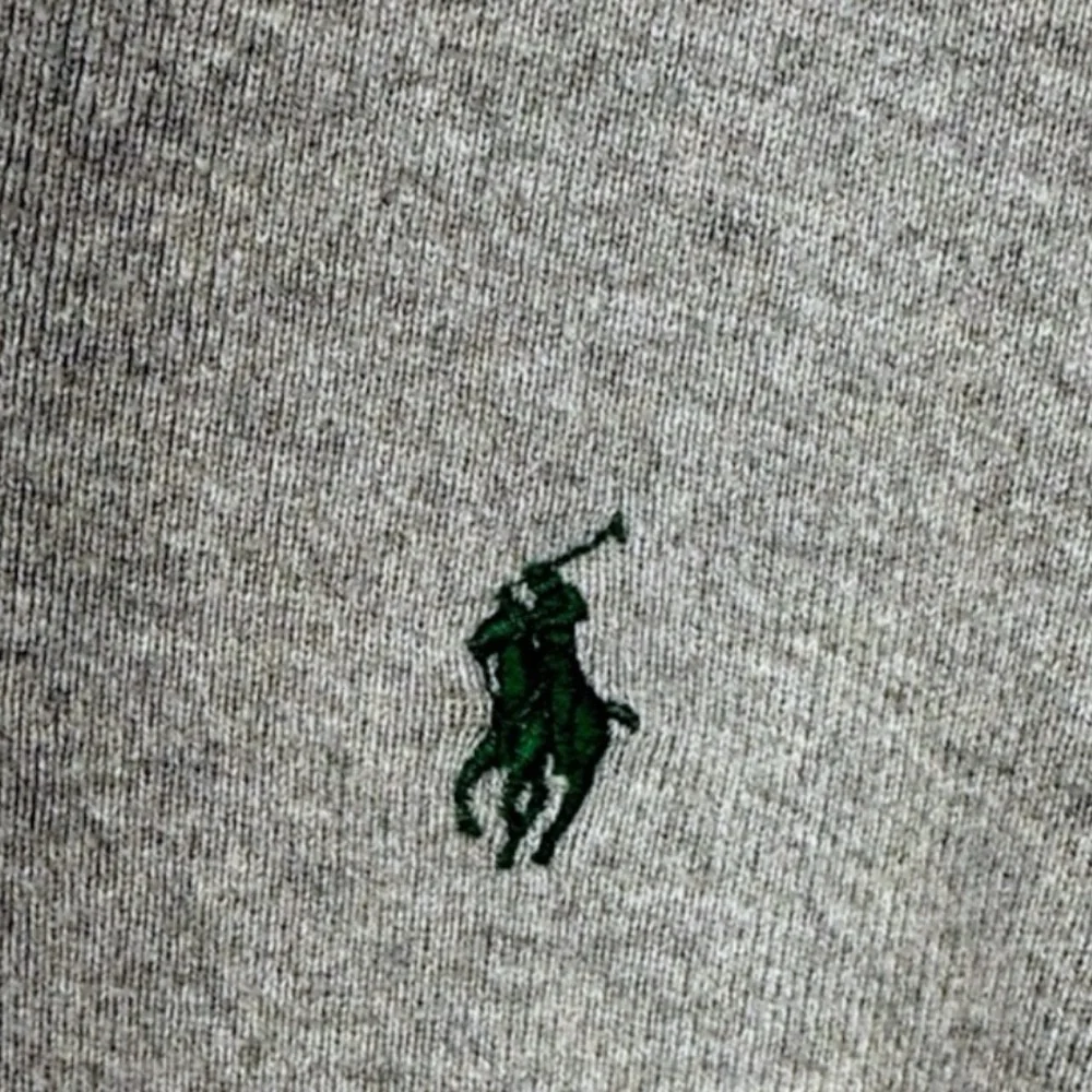 Polo Ralph Lauren Pima Cotton V Neck Grey Sweater Green Pony Men Size L